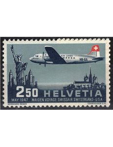 SVIZZERA 1947 Linea diretta Svizzera-Stati Uniti (posta aerea) MH*