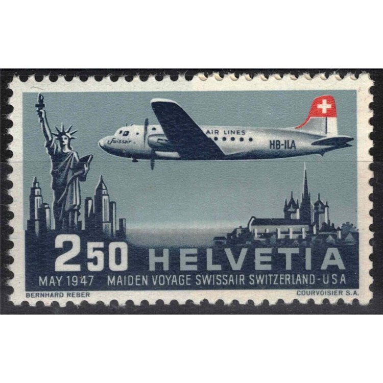 SVIZZERA 1947 Linea diretta Svizzera-Stati Uniti (posta aerea) MH*