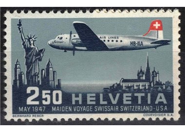 SWITZERLAND 1947 Direct line Switzerland-United States (airmail) MH*