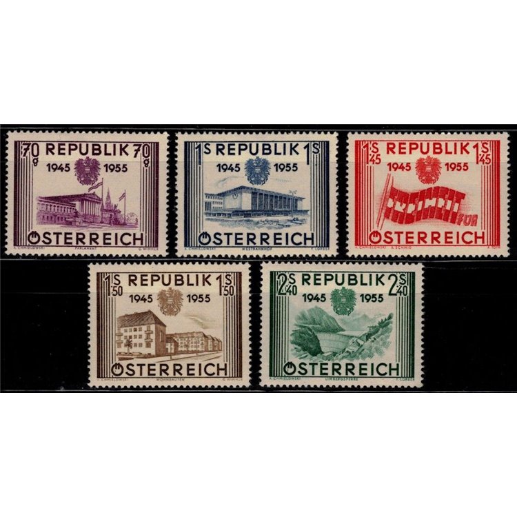 AUSTRIA 1955 Anniversario Seconda Repubblica 5v MH*