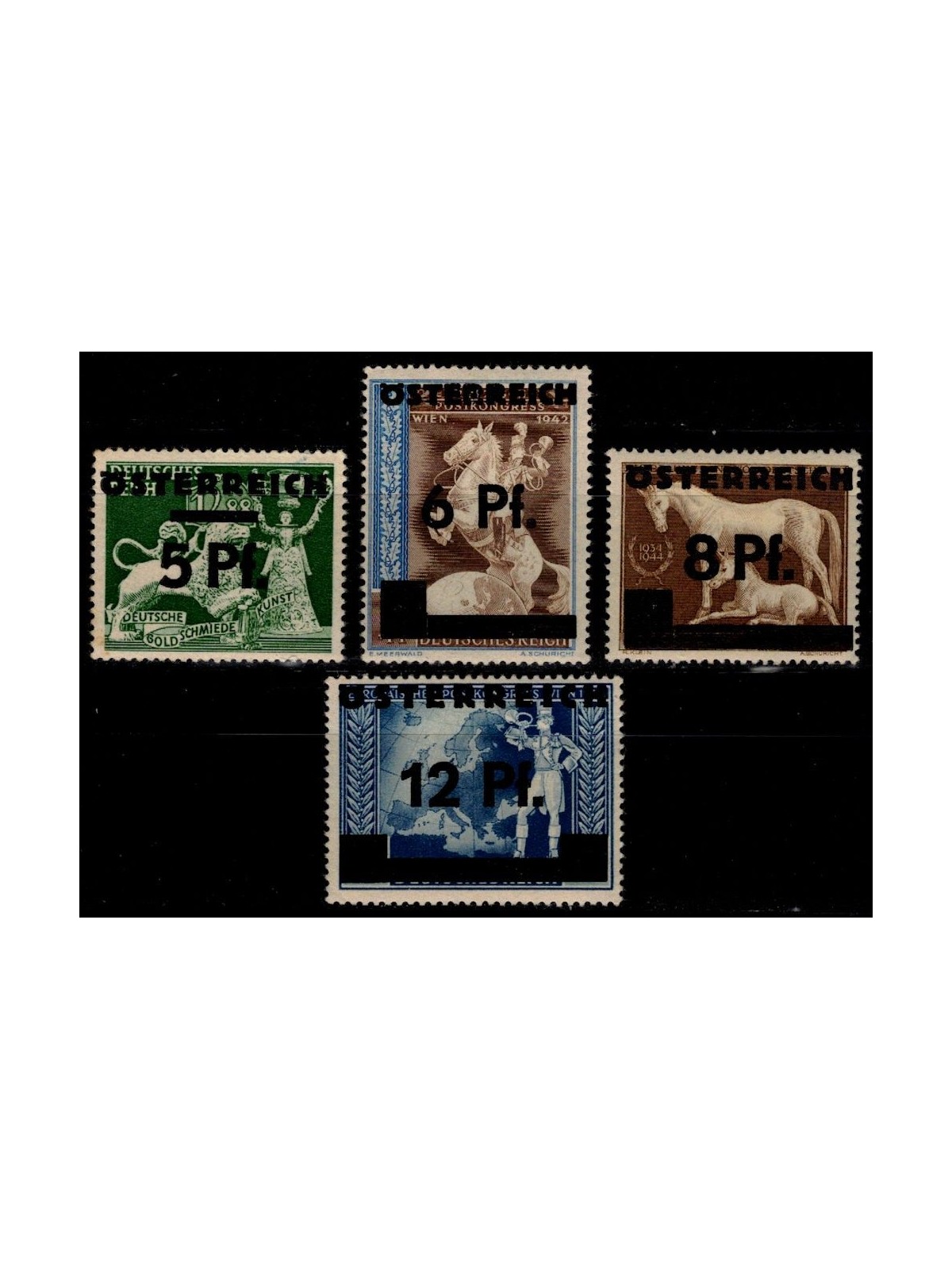 AUSTRIA 1945 German stamps overprinted 4v MH*