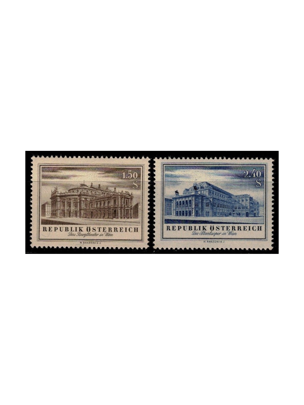AUSTRIA 1955 Reopening of the Burgtheater 2v MNH**