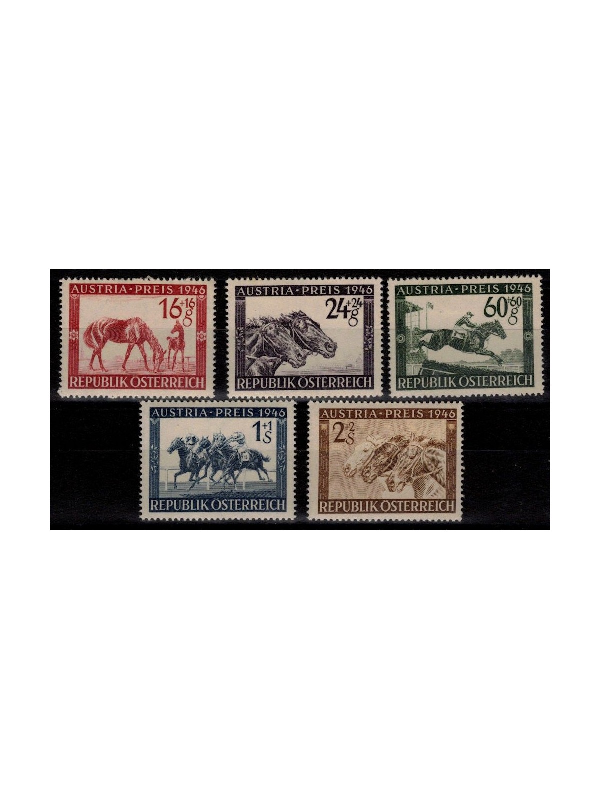 AUSTRIA 1946 Equestrian Grand Prix 5v MH*