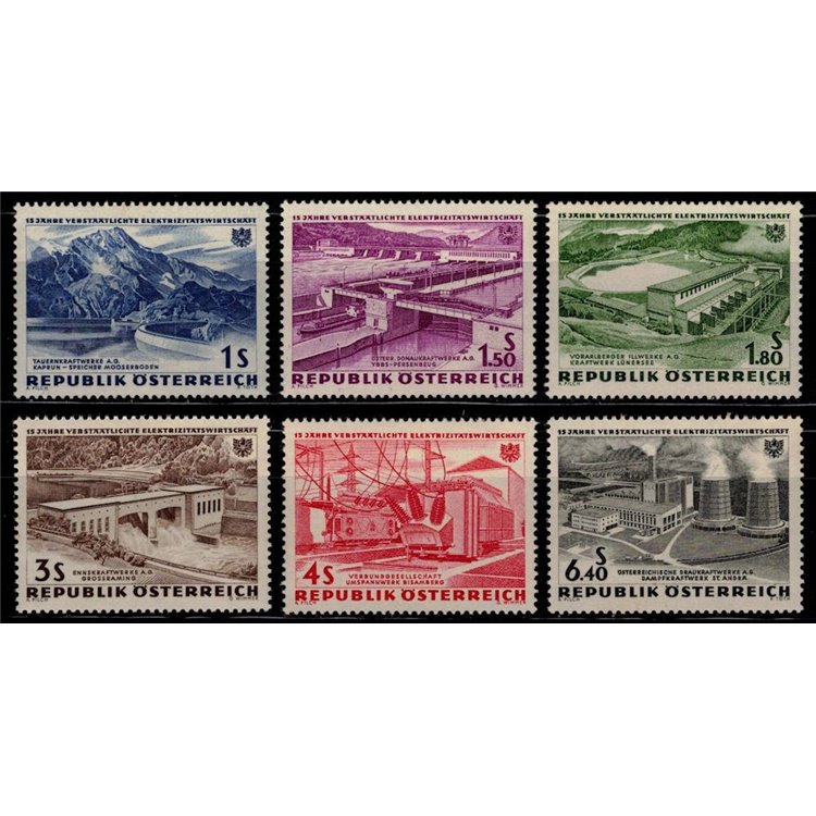 AUSTRIA 1961 Nationalization of Electricity 6v MNH**