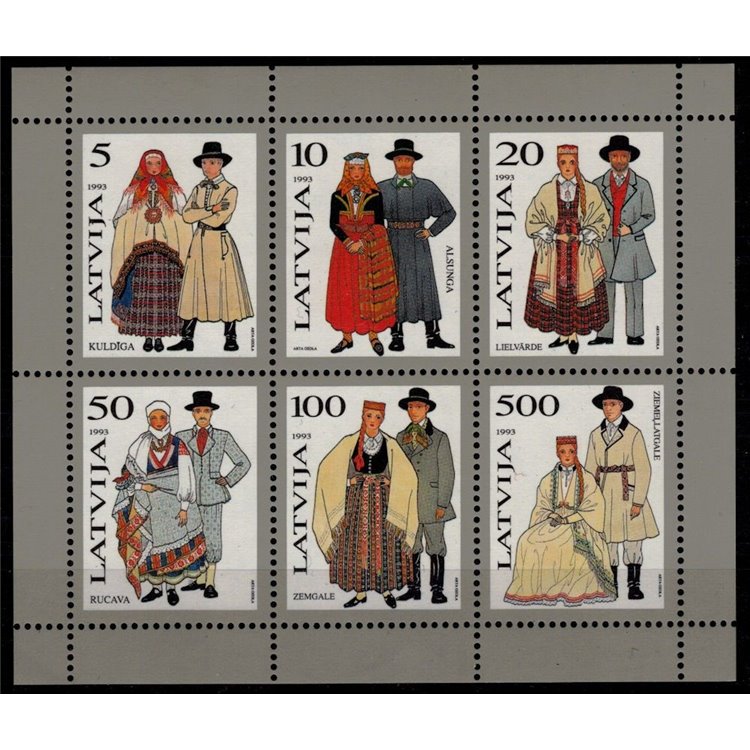 LATVIA 1993 Regional Costumes s/s MNH**