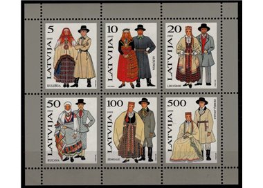LATVIA 1993 Regional Costumes s/s MNH**