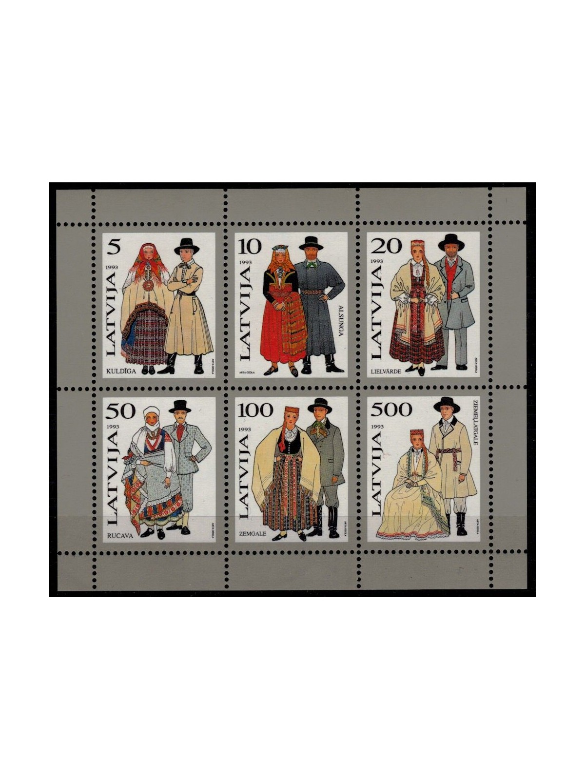 LATVIA 1993 Regional Costumes s/s MNH**