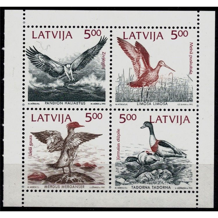 LATVIA 1992 Fauna (Birds) 4v MNH**