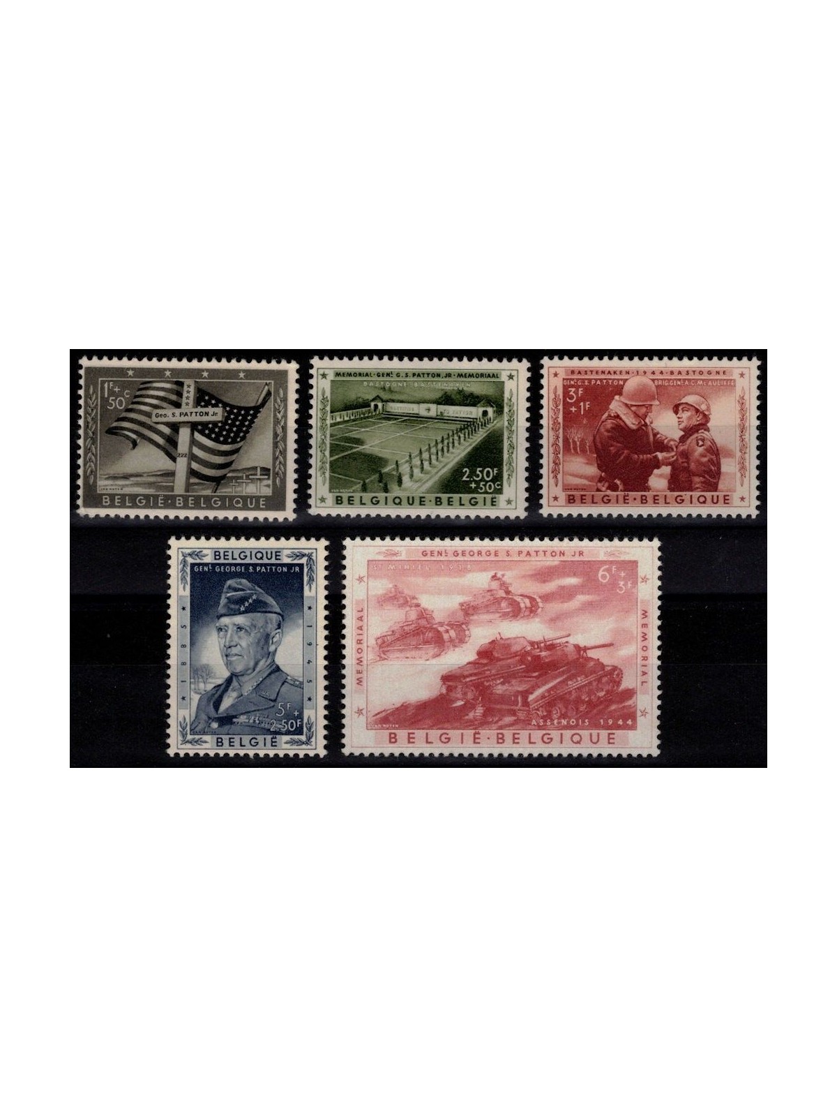 BELGIUM 1957 General Patton 5v MNH**