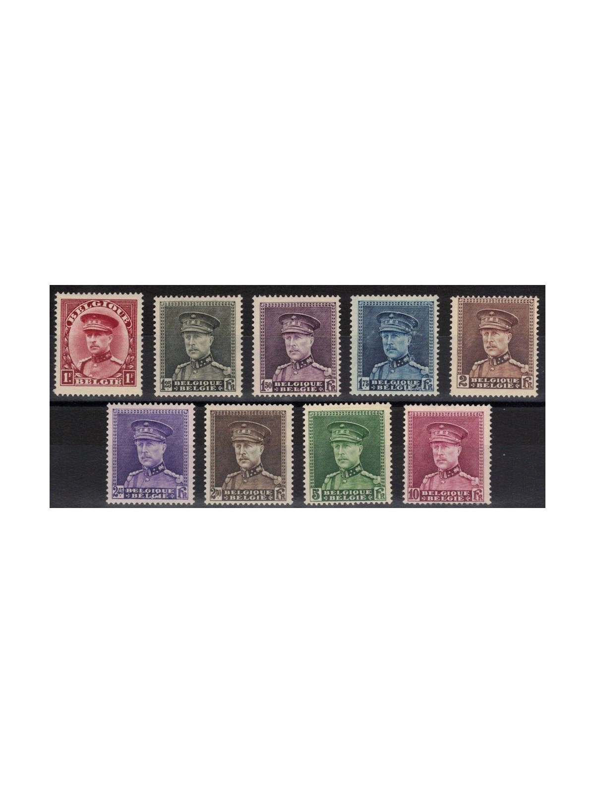 BELGIO 1931-32 Effigie di Re Alberto I 9v MH*