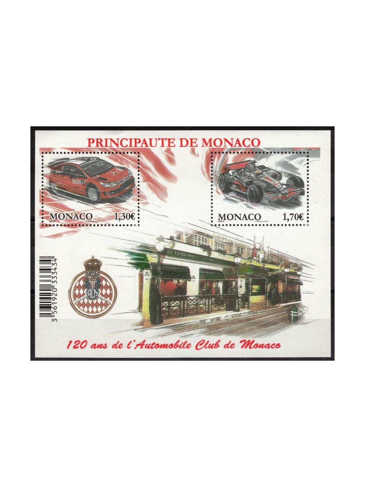 MONACO 2010 Automobilclub BF MNH**