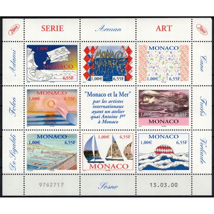 MONACO 2000 Serie artistica (Monaco e il mare) MF MNH**