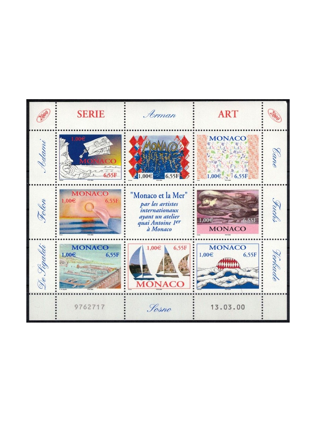 MONACO 2000 Art Series (Monaco and the Sea) m/s MNH**