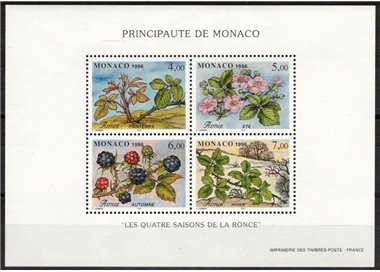 MONACO 1996 The Four Seasons of the Blackberry s/s MNH**