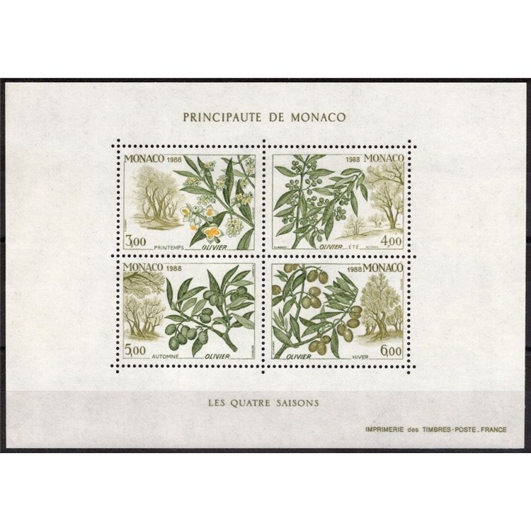 MONACO 1988 The Four Seasons of the Olive Tree s/s MNH**