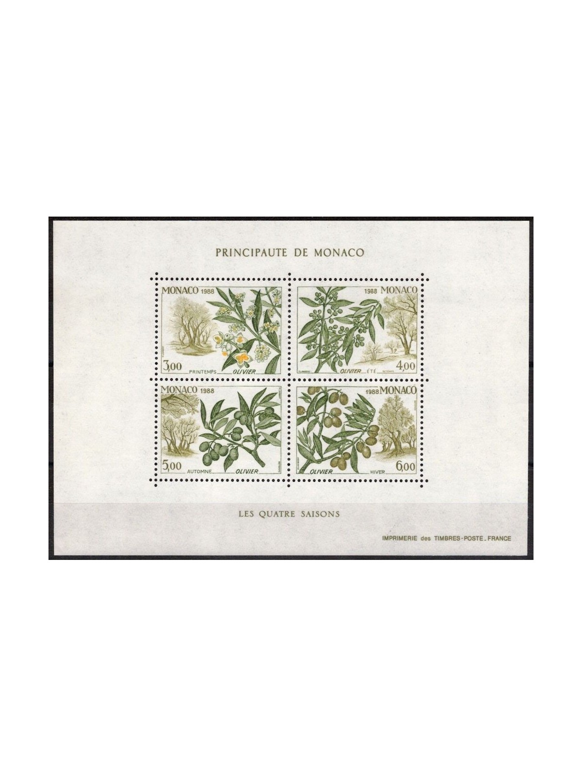 MONACO 1988 Le quattro stagioni dell'ulivo BF MNH**