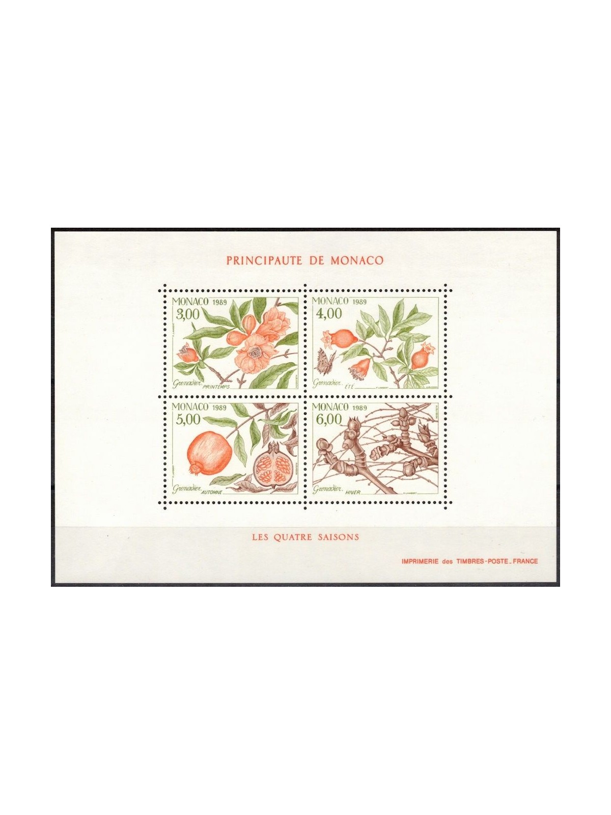 MONACO 1989 The Four Seasons of the Pomegranate s/s MNH**