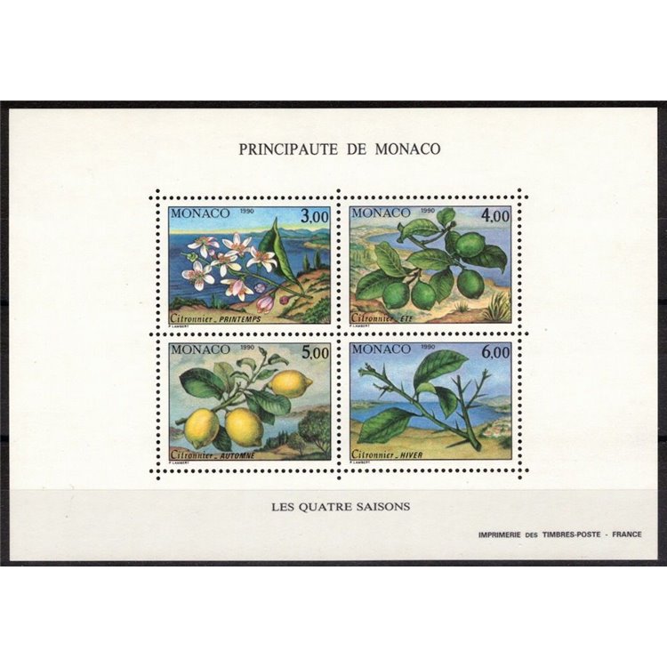 MONACO 1990 The Four Seasons of Lemon s/s MNH**