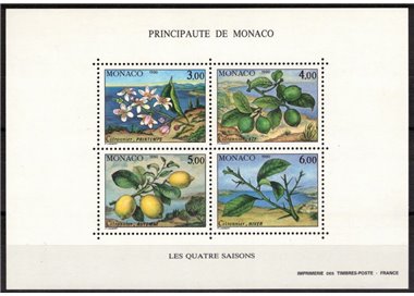 MONACO 1990 The Four Seasons of Lemon s/s MNH**