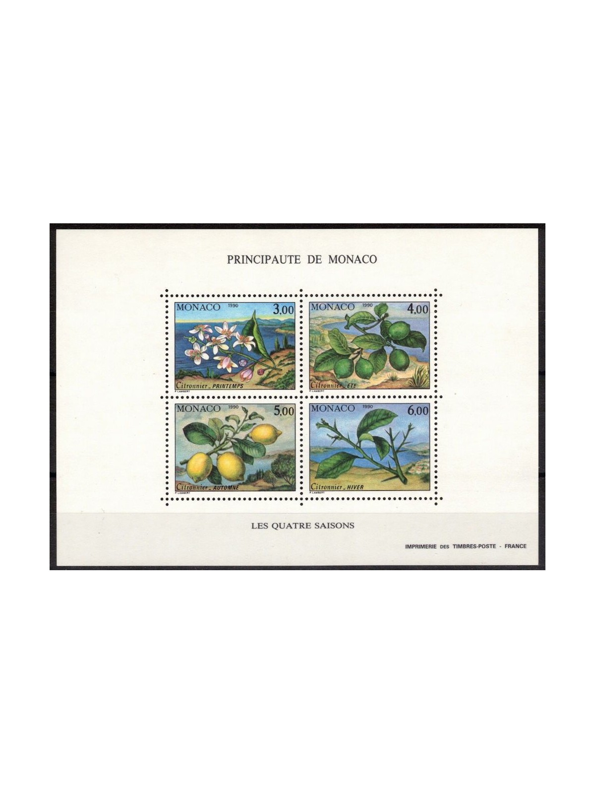 MONACO 1990 Le quattro stagioni del limone BF MNH**