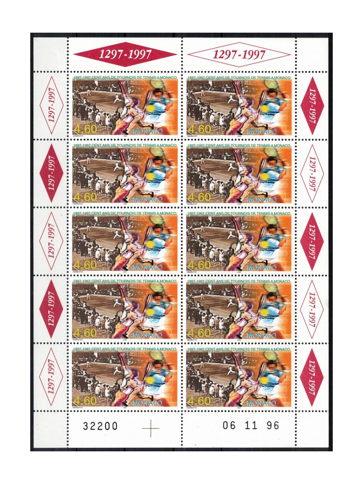 MONACO 1997 m/s MNH Tennis Tournament**
