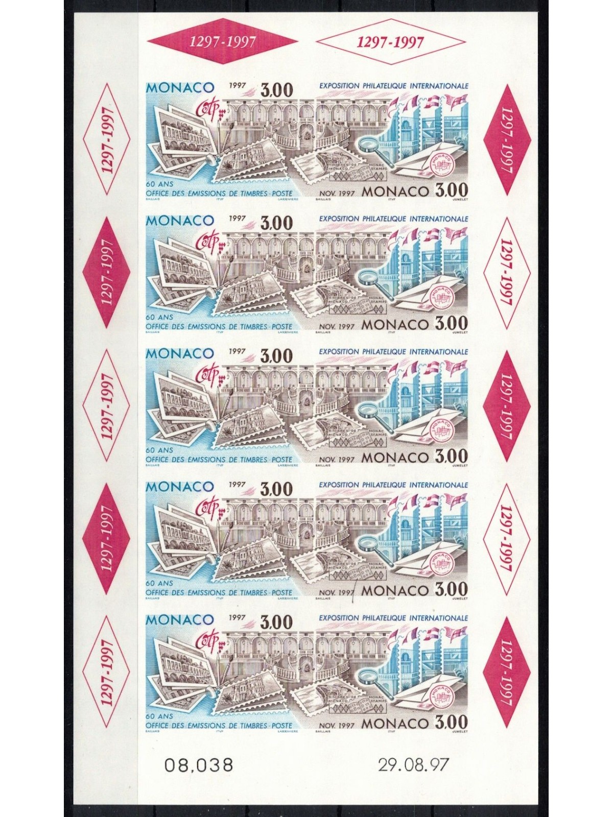 MONACO 1997 Esposizione Filatelica MF MNH**