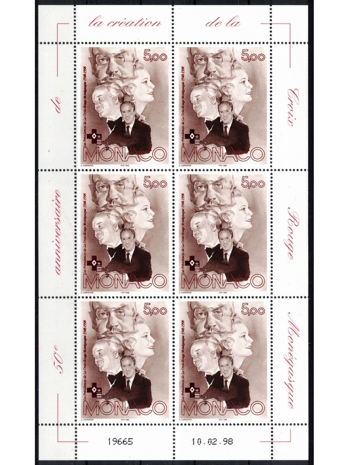 MONACO 1998 Monegasque Red Cross m/s MNH**