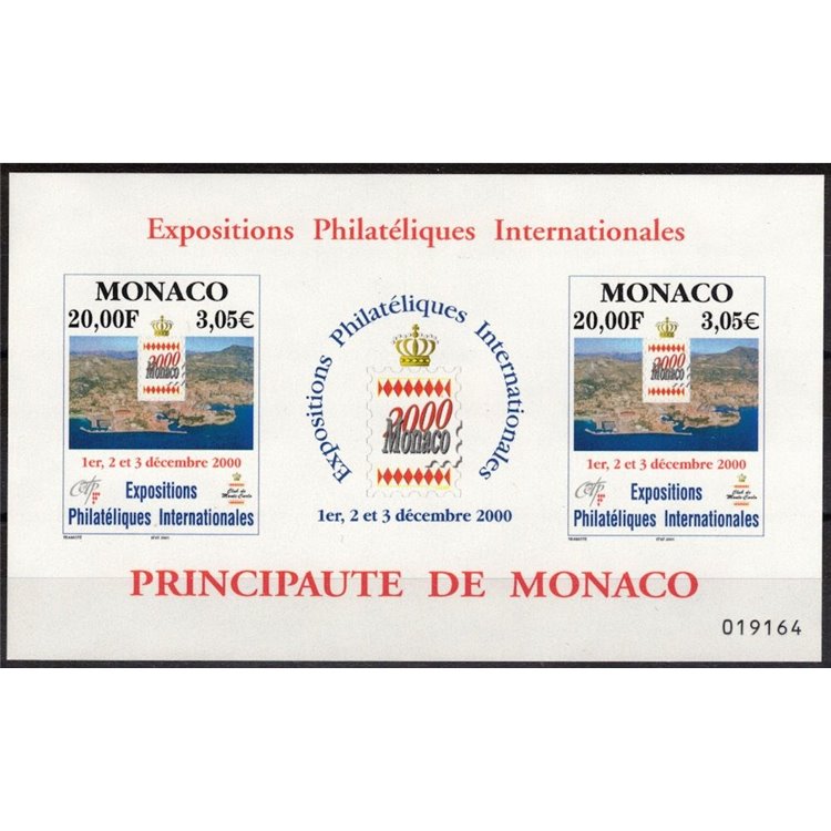 MONACO 2000 International Philatelic Exhibition s/s MNH**