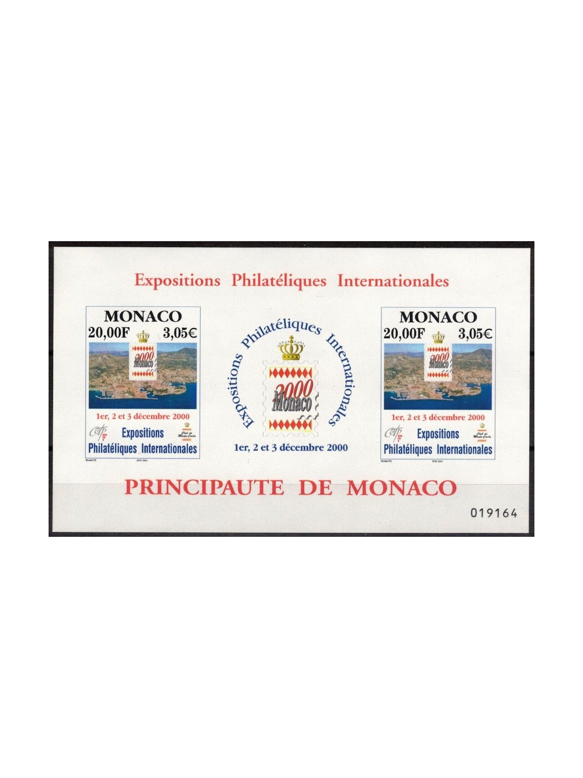 MONACO 2000 International Philatelic Exhibition s/s MNH**