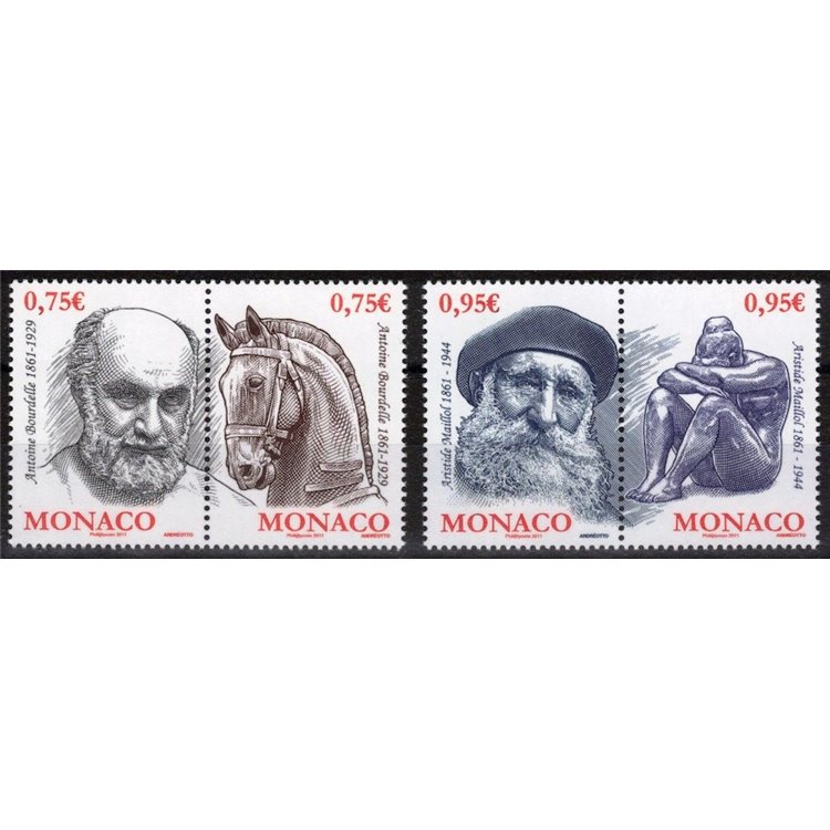 MONACO 2011 Antoine Bourdelle e Aristide Maillol 4v MNH**