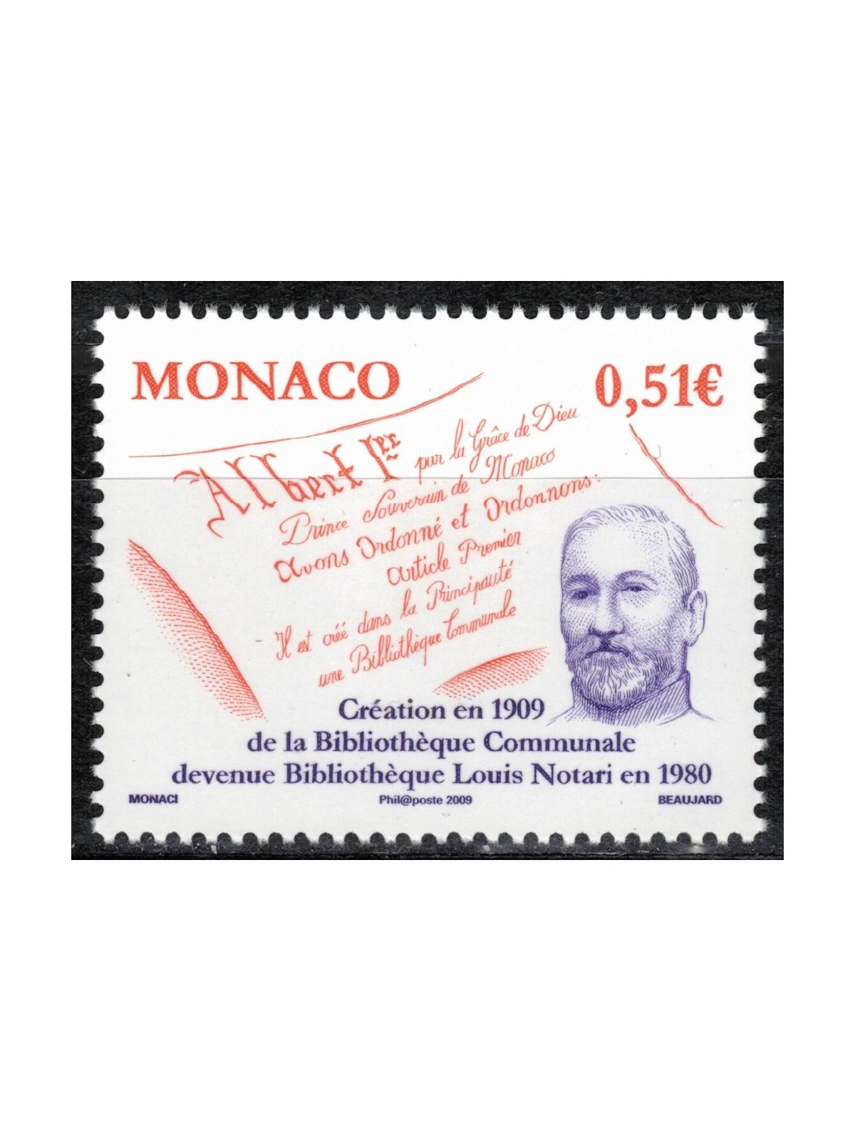 MONACO 2009 Biblioteca Louis Notari MNH**