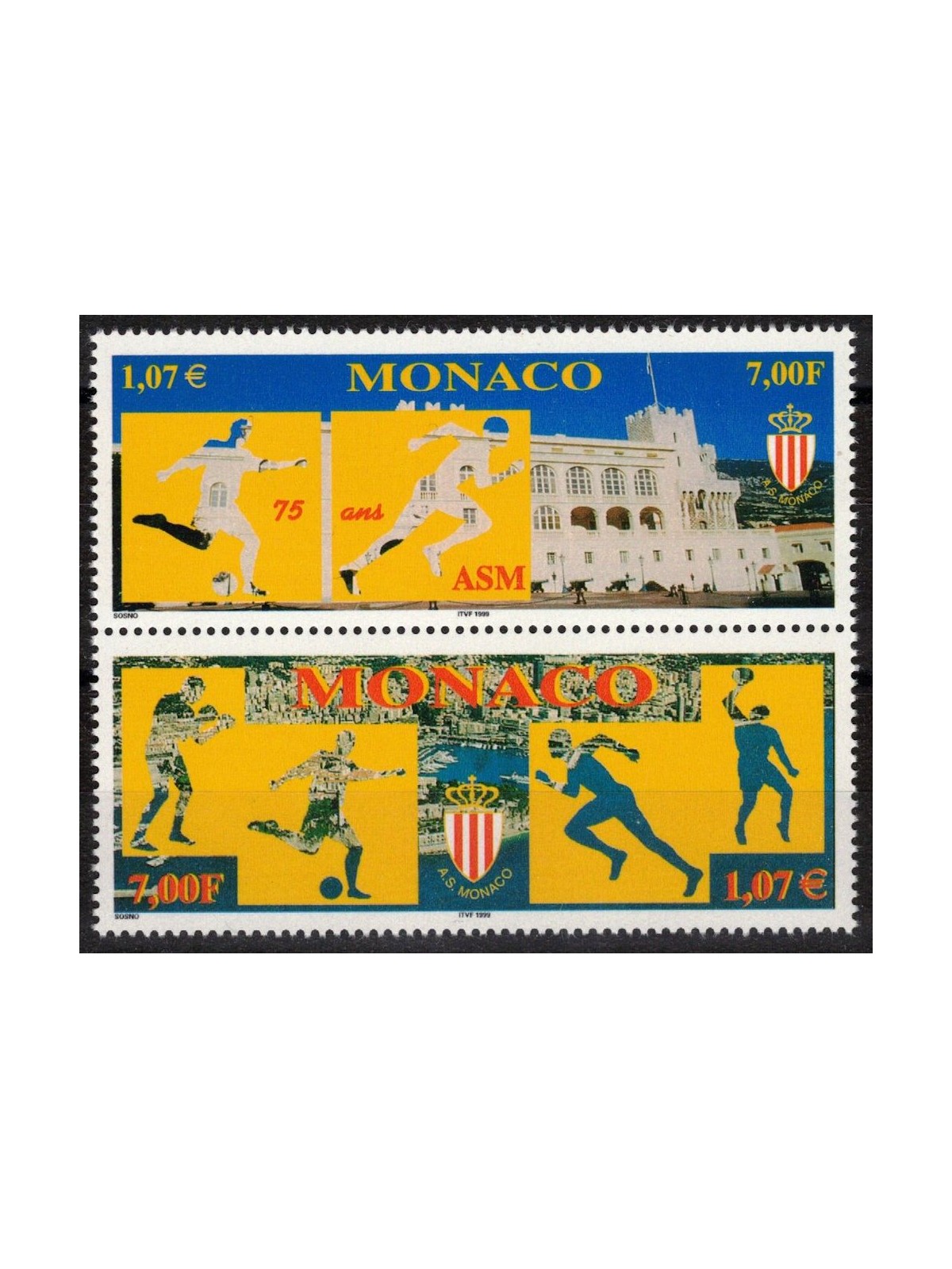 MONACO 1999 Associazione Sportiva 2v MNH**