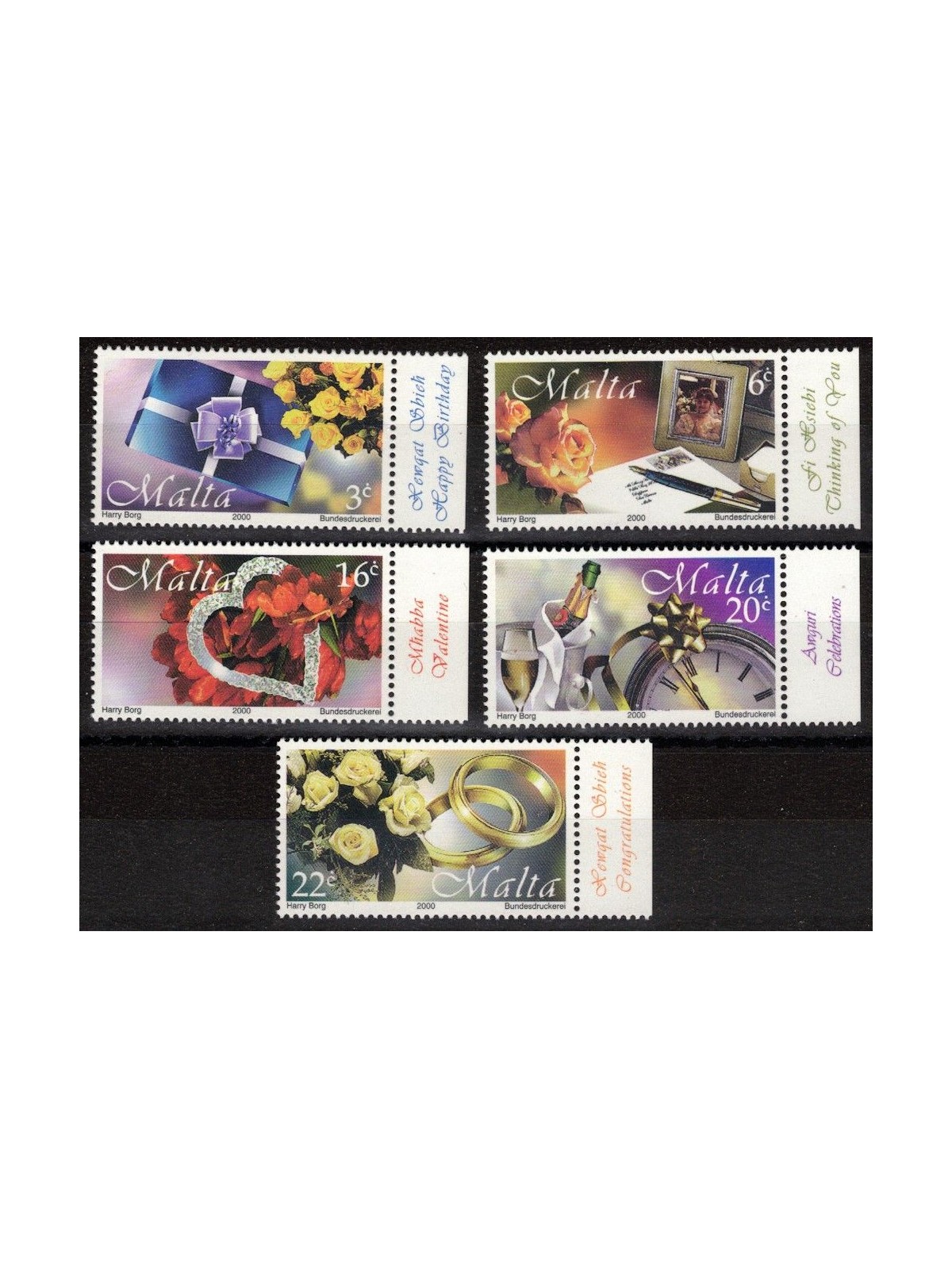 MALTA 2000 Francobolli augurali 5v MNH**