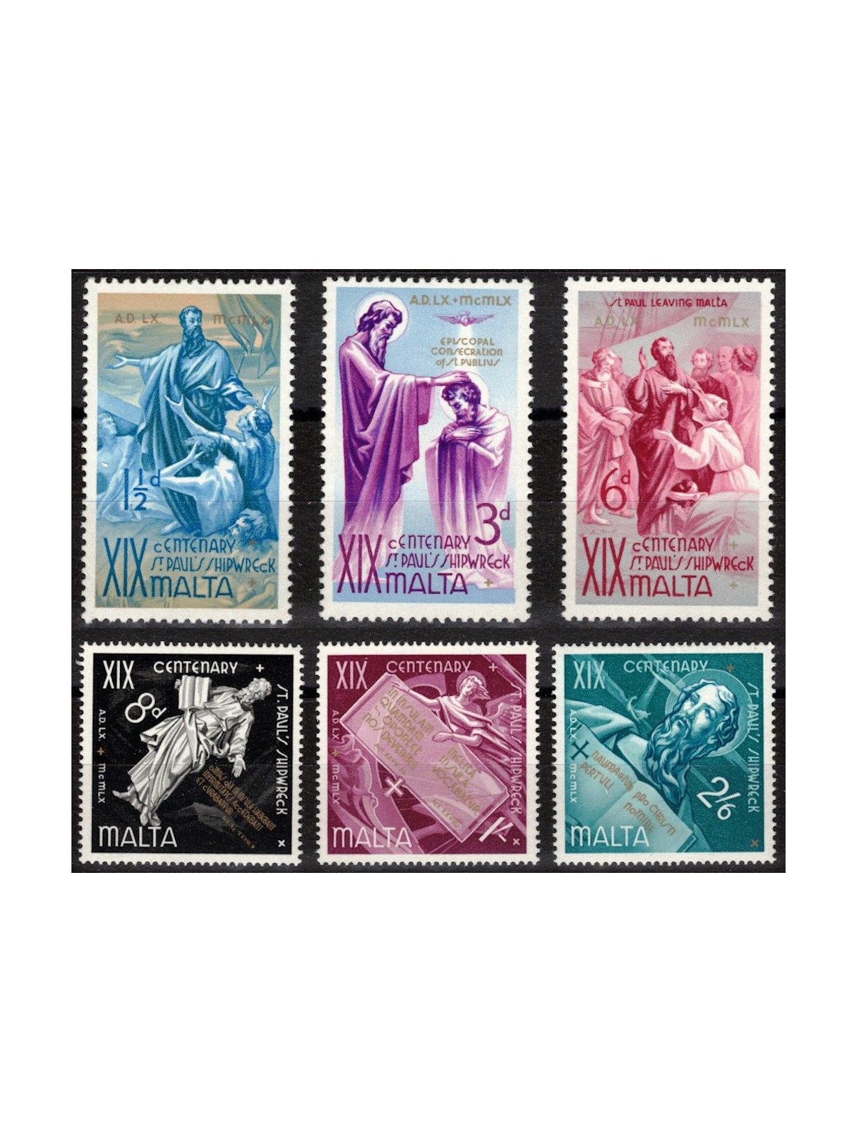 MALTA 1960 Naufragio di San Paolo 6v MNH**