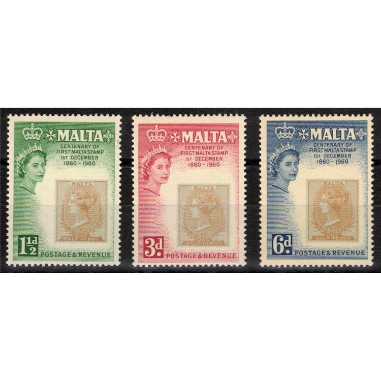 MALTA 1960 Primo francobollo Maltese 3v MNH**
