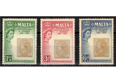 MALTA 1960 Primo francobollo Maltese 3v MNH**