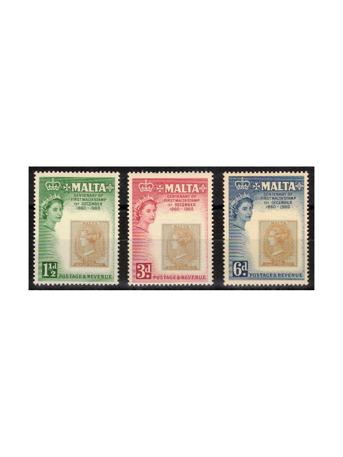 MALTA 1960 First Maltese stamp 3v MNH**