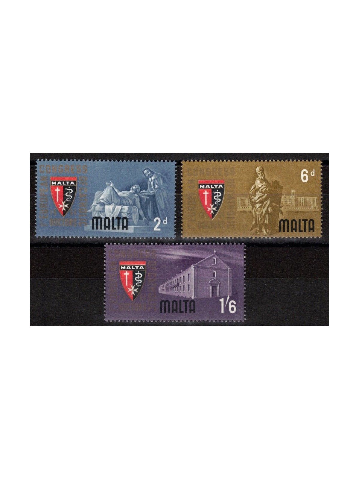 MALTA 1964 Catholic Doctors 3v MNH**