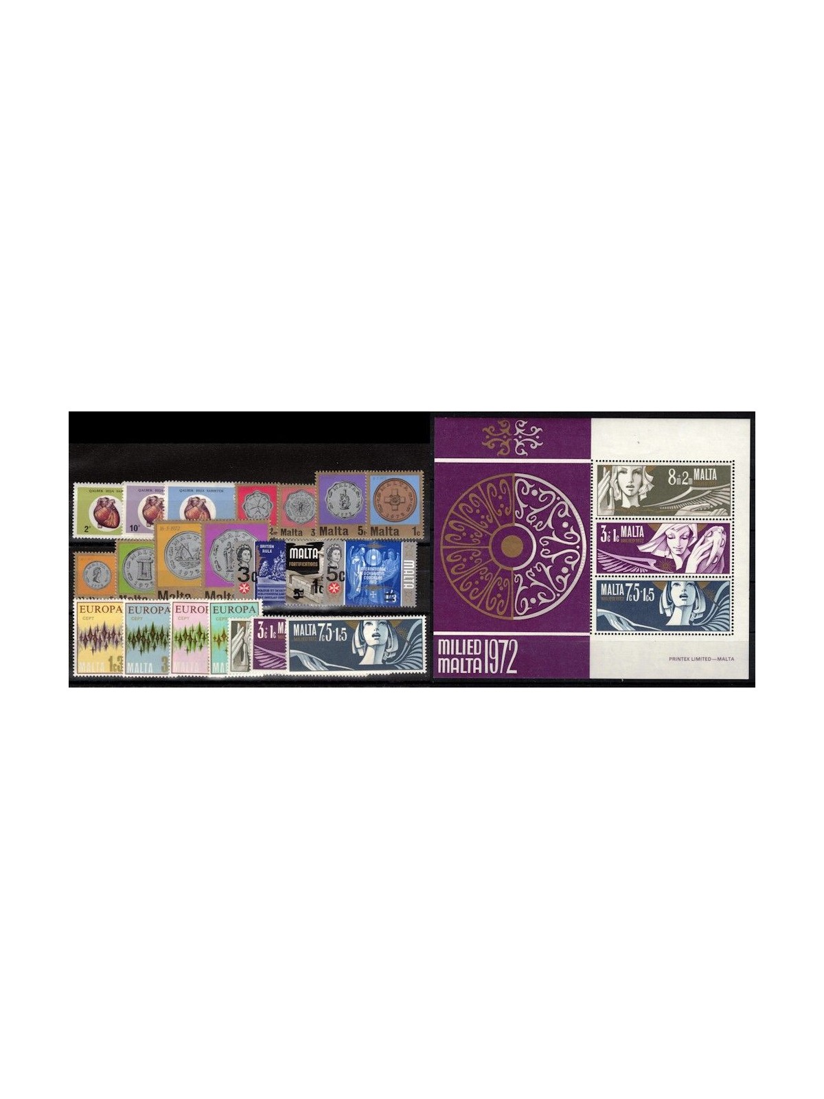 MALTA 1972 Annata completa 21v + 1 BF MNH**
