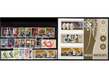 MALTA 1973 Complete Year 24v + 1 s/s MNH**