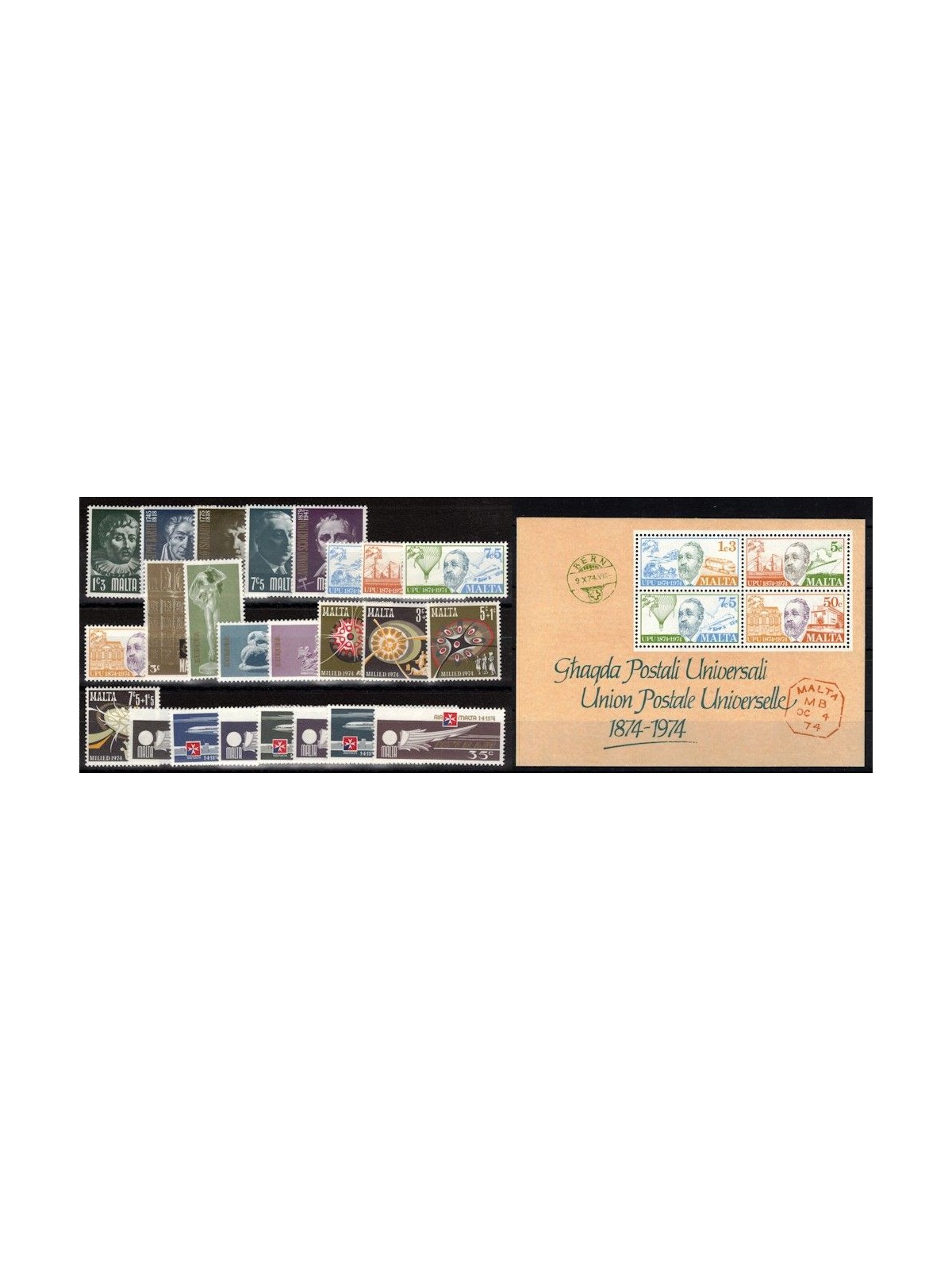 MALTA 1974 Annata completa 24v + 1 BF MNH**