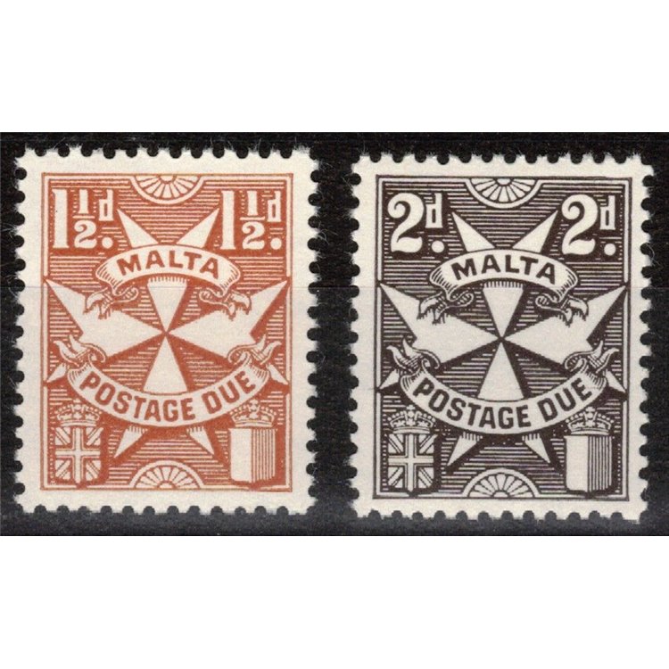 MALTA 1970 Segnatasse (carta gessata) 2v MNH**
