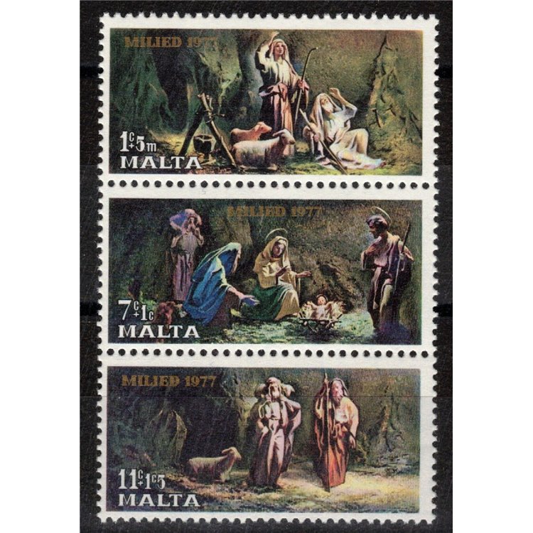 MALTA 1977 Christmas (triptych) 3v MNH**
