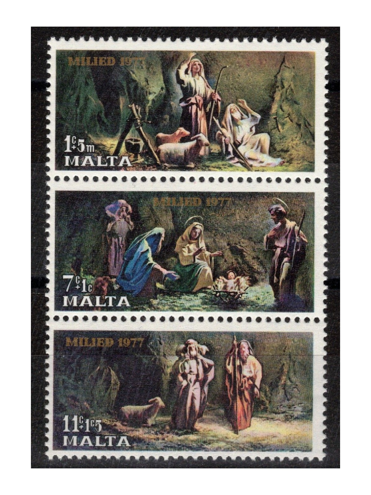 MALTA 1977 Natale (trittico) 3v MNH**