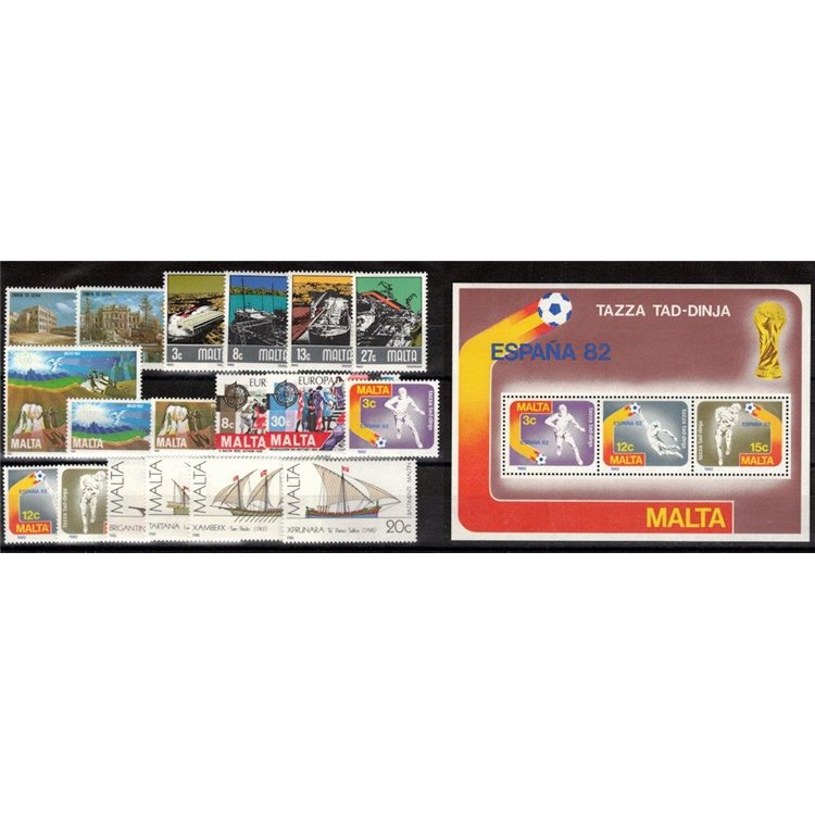 MALTA 1982 Annata completa 18v + 1 BF MNH**