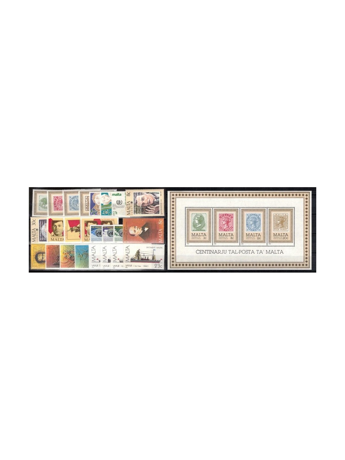 MALTA 1985 Annata completa 24v + 1 BF MNH**
