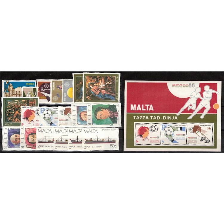 MALTA 1986 Annata completa 19v + 1 BF MNH**
