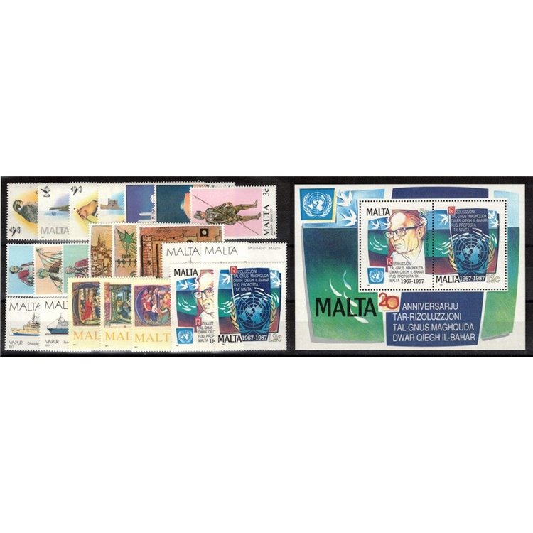 MALTA 1987 Complete Year 22v + 1 s/s MNH**