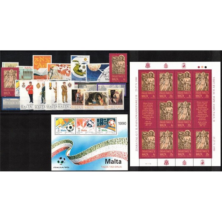MALTA 1990 Annata completa 22v + 2 BF MNH**
