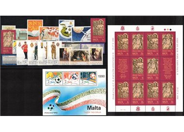 MALTA 1990 Annata completa 22v + 2 BF MNH**